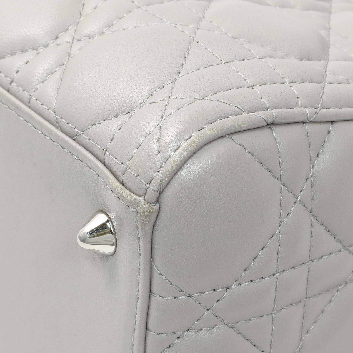 Christian Dior Grey Lambskin Cannage Medium Lady Dior Handbags Christian Dior