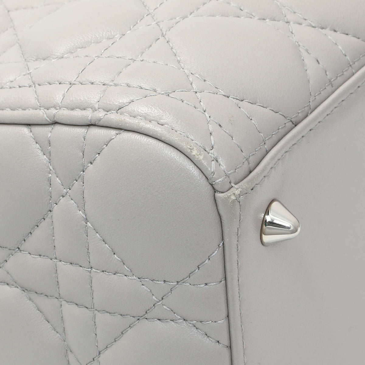 Christian Dior Grey Lambskin Cannage Medium Lady Dior Handbags Christian Dior