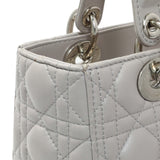 Christian Dior Grey Lambskin Cannage Medium Lady Dior Handbags Christian Dior
