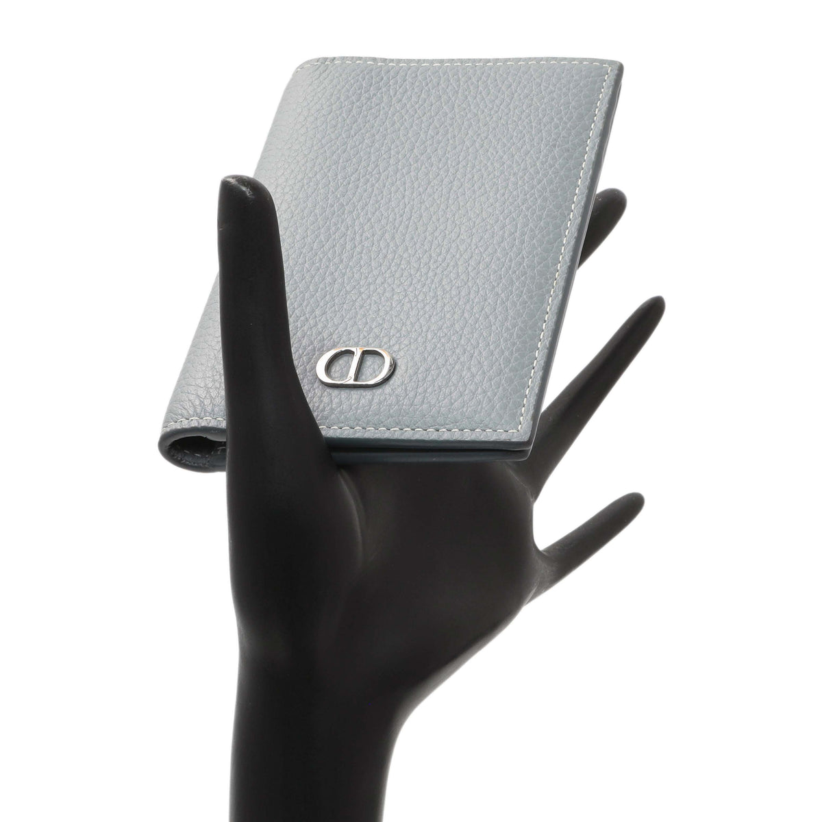 Christian Dior Grey Grained Calfskin Icon Bifold Card Holder Accessories Christian Dior