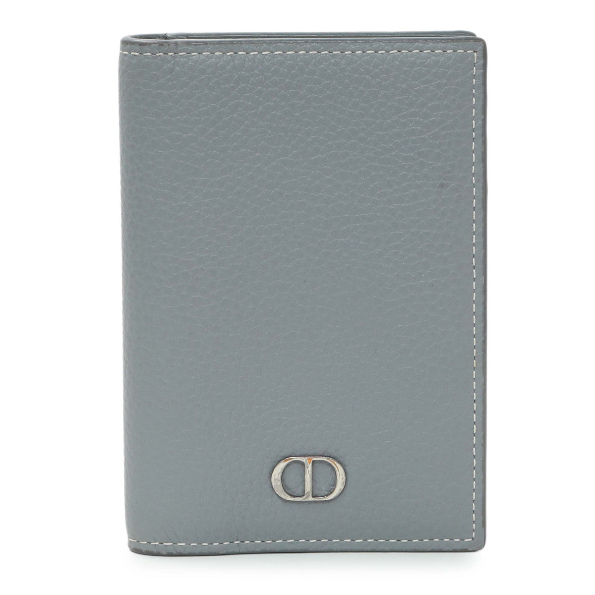 Christian Dior Grey Grained Calfskin Icon Bifold Card Holder Accessories Christian Dior