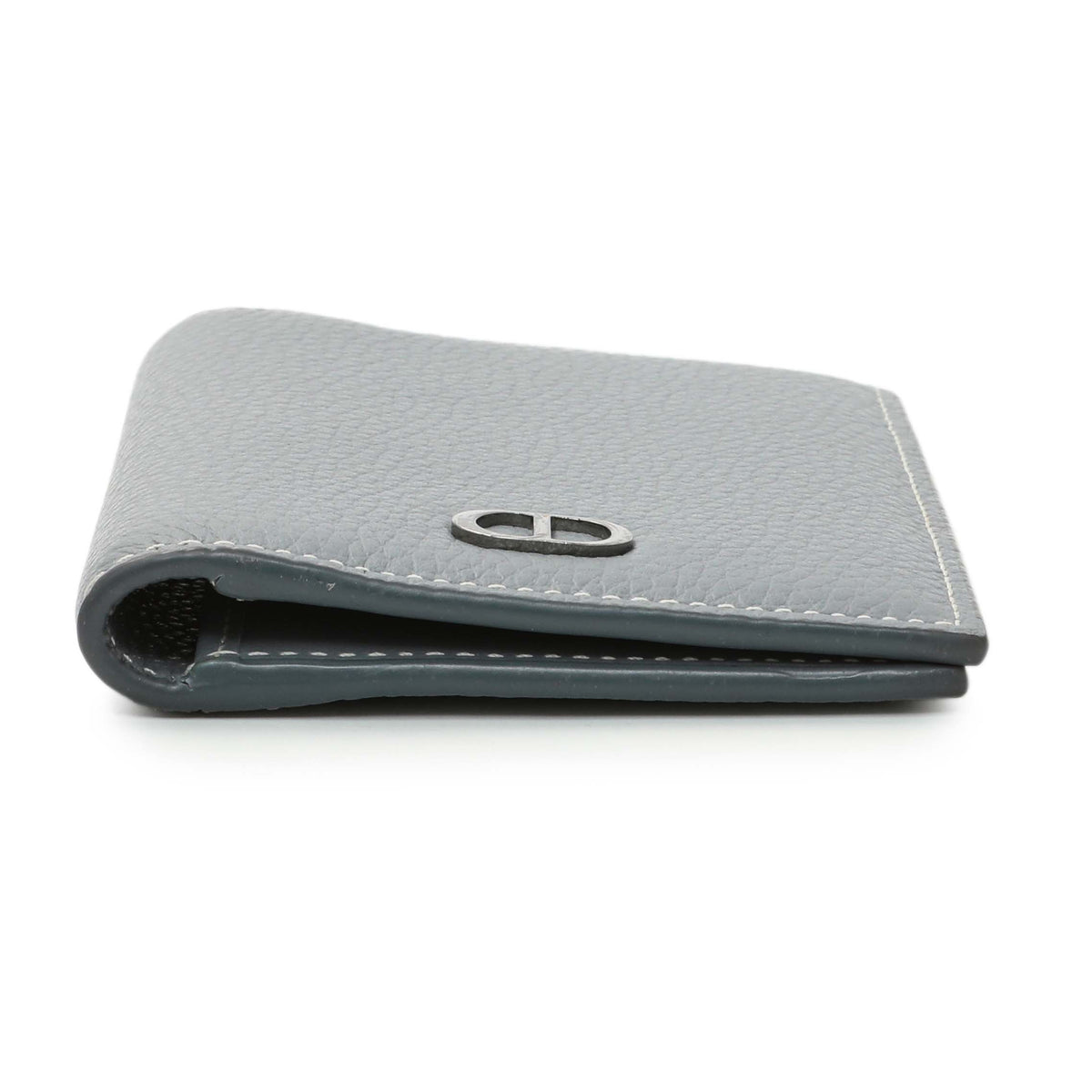 Christian Dior Grey Grained Calfskin Icon Bifold Card Holder Accessories Christian Dior