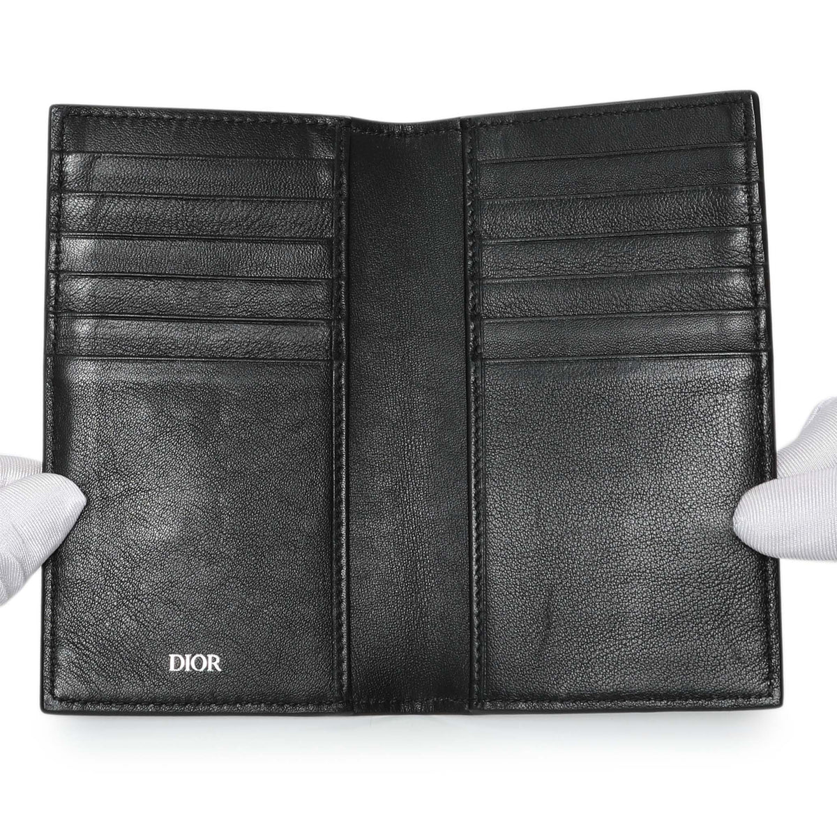 Christian Dior Black Calfskin Oblique Galaxy Long Bifold Card Holder Accessories Christian Dior