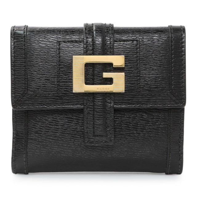 Gucci Black Calfskin Vintage Compact Wallet Accessories Gucci
