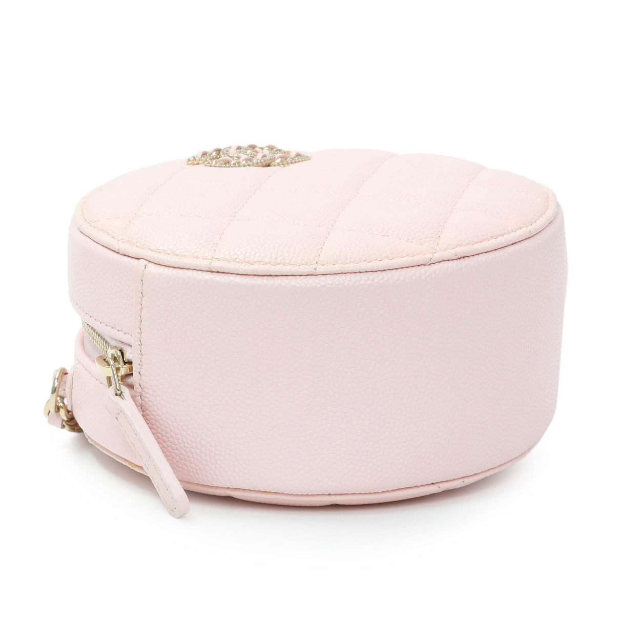Chanel Pink Quilted Caviar Round Clutch with Chain Handbags Chanel