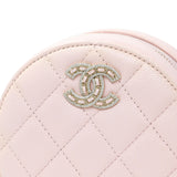 Chanel Pink Quilted Caviar Round Clutch with Chain Handbags Chanel