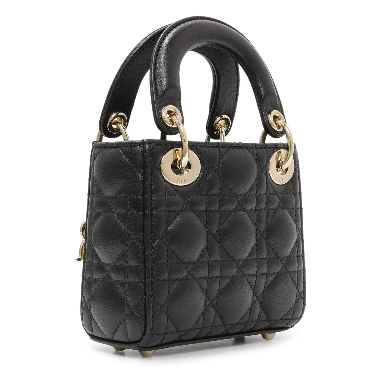 Christian Dior Black Lambskin Cannage Micro Lady Dior Handbags Christian Dior