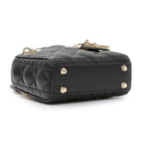 Christian Dior Black Lambskin Cannage Micro Lady Dior Handbags Christian Dior