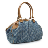 Gucci Denim Monogram Medium Sukey Boston Handbags Gucci