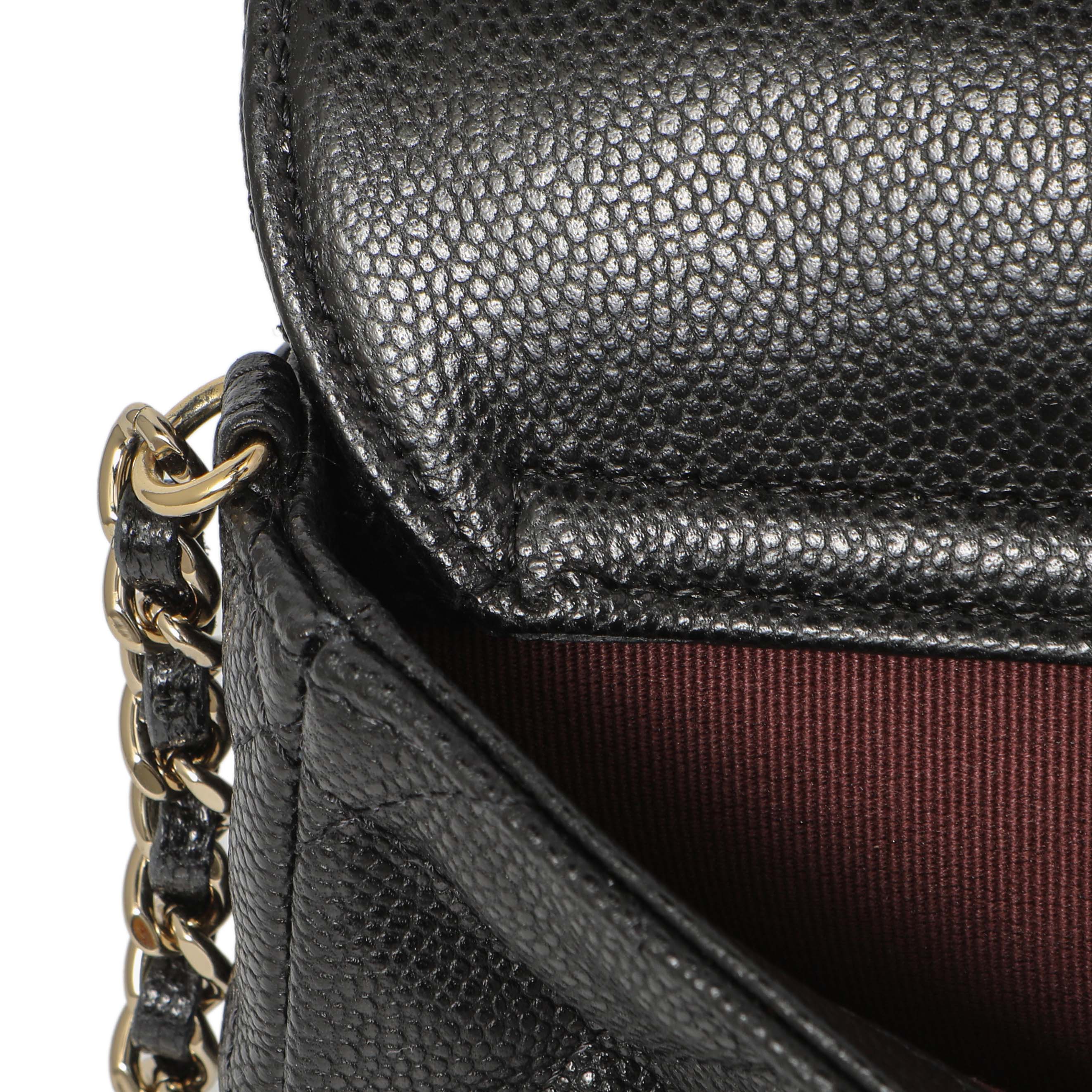 Chanel Black Caviar Quilted Flap Phone Holder With Chain – Modaselle