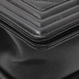 Chanel Black Chevron Quilted Caviar Small Boy Flap Handbags Chanel