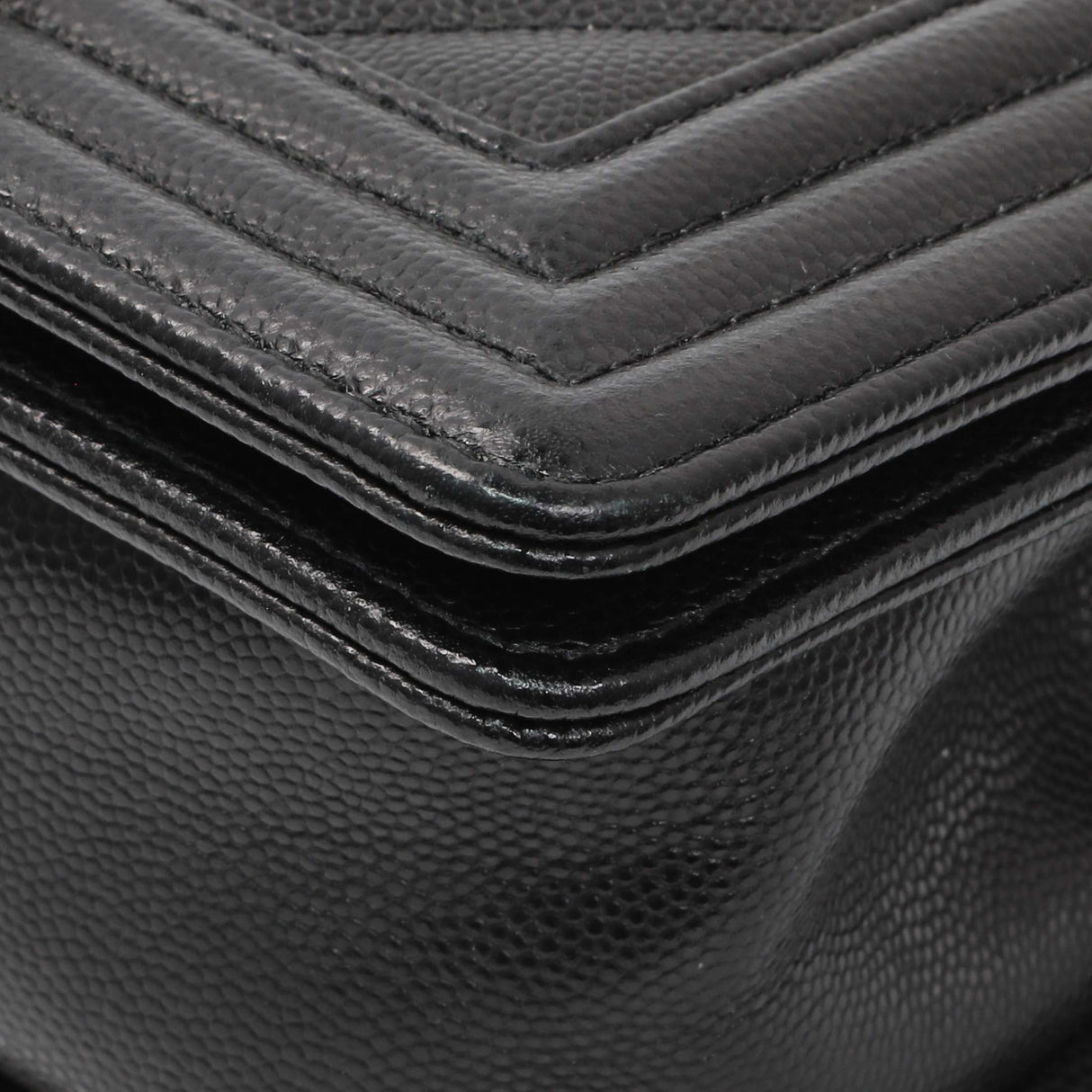 Chanel Black Chevron Quilted Caviar Small Boy Flap Handbags Chanel