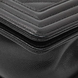 Chanel Black Chevron Quilted Caviar Small Boy Flap Handbags Chanel