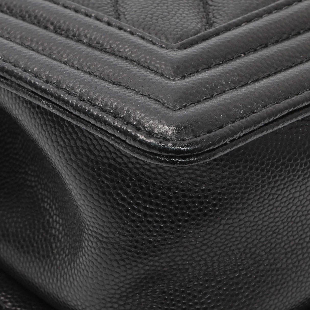 Chanel Black Chevron Quilted Caviar Small Boy Flap Handbags Chanel