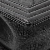 Chanel Black Chevron Quilted Caviar Small Boy Flap Handbags Chanel