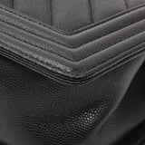 Chanel Black Chevron Quilted Caviar Small Boy Flap Handbags Chanel