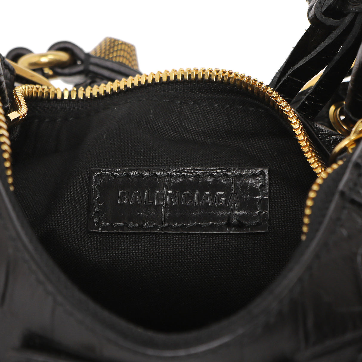 Balenciaga Black Crocodile Embossed Le Cagole Shoulder Bag XS
