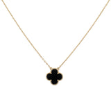 Van Cleef & Arpels 18K Yellow Gold & Onyx Vintage Alhambra Pendant Necklace Designer Jewellery Van Cleef and Arpels