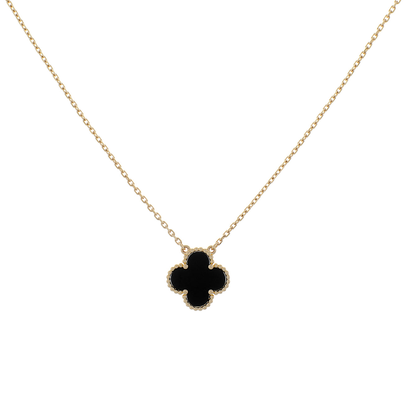 Van Cleef & Arpels 18K Yellow Gold & Onyx Vintage Alhambra Pendant