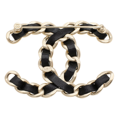 Chanel Black Lambskin Chain CC Brooch