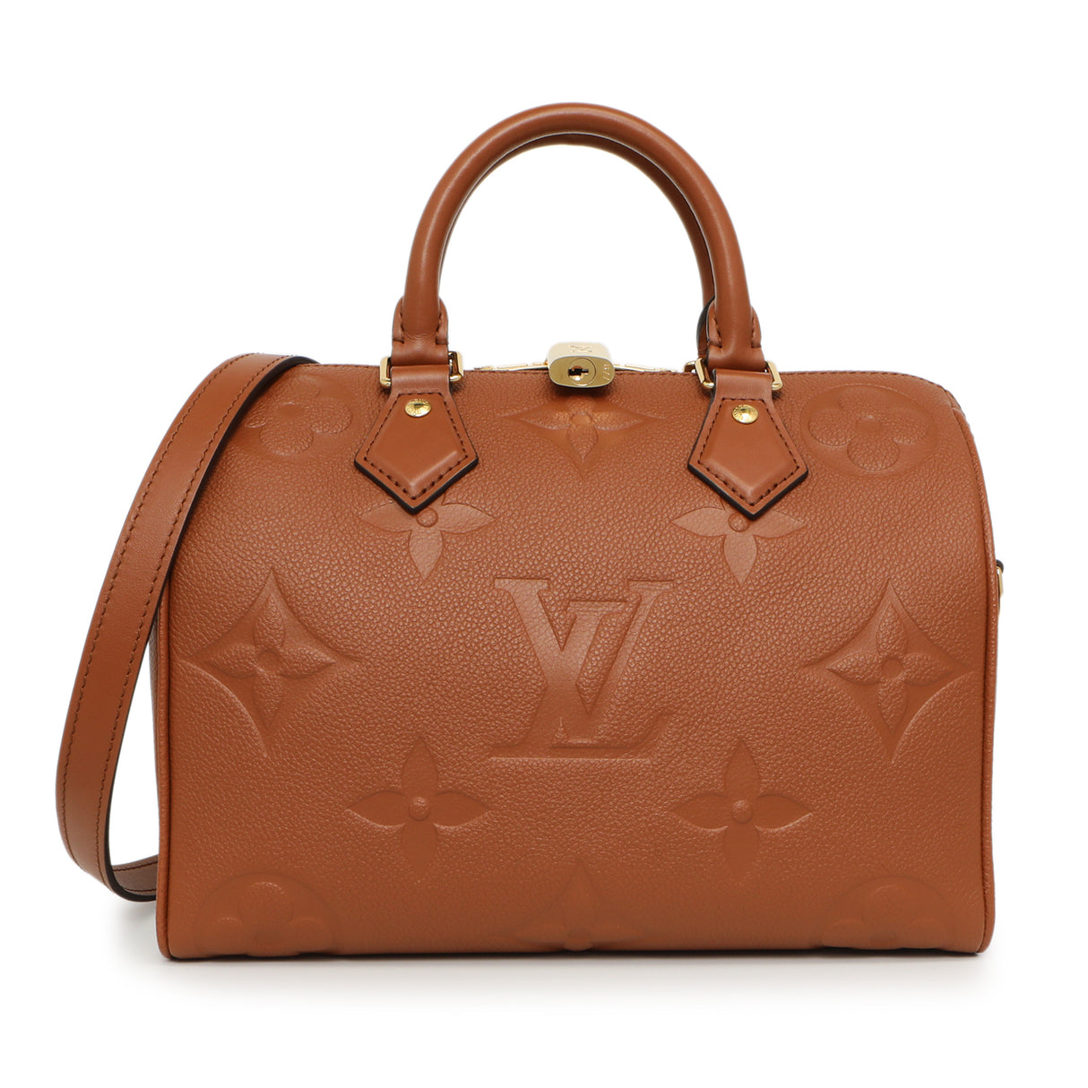 Louis Vuitton Cognac Empreinte Monogram Giant Speedy Bandouliere 25