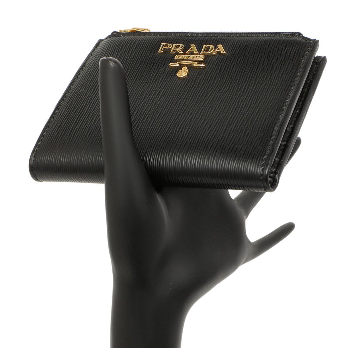 Prada Black Vitello Move Double Zip Wallet