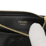 Celine Black Calfskin Triomphe Zipped Card Holder