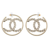 Chanel CC Crystal Hoop Earrings Chanel