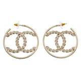Chanel CC Crystal Hoop Earrings Chanel