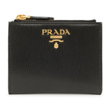 Prada Black Vitello Move Double Zip Wallet