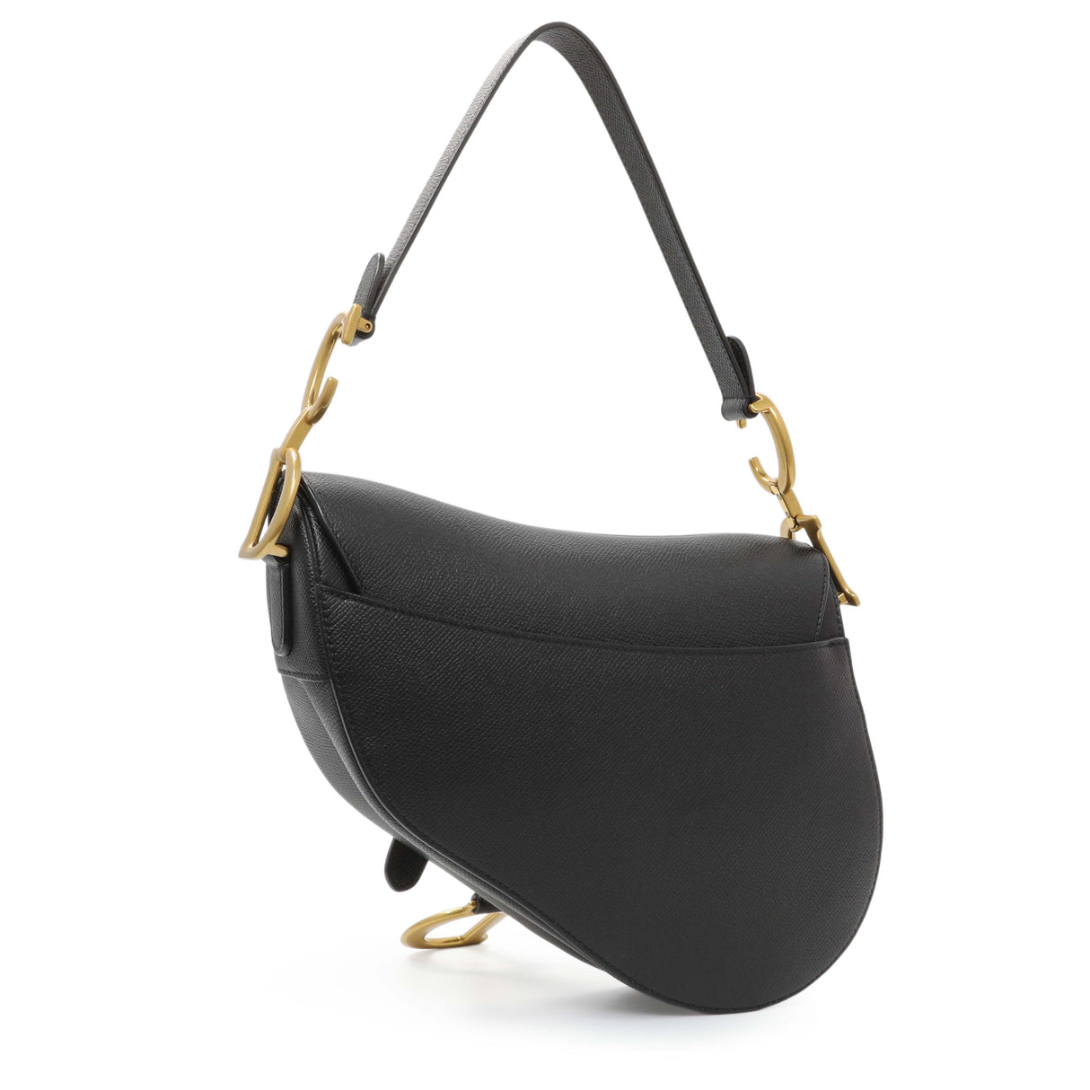 Christian Dior Black Grained Calfskin Saddle Bag Handbags Christian Dior