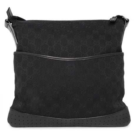 Gucci Black Monogram Perforated Flat Messenger