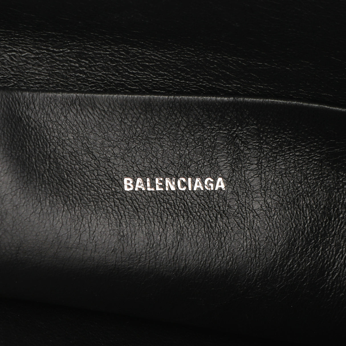 Balenciaga Black Calfskin Logo Large Zip Pouch