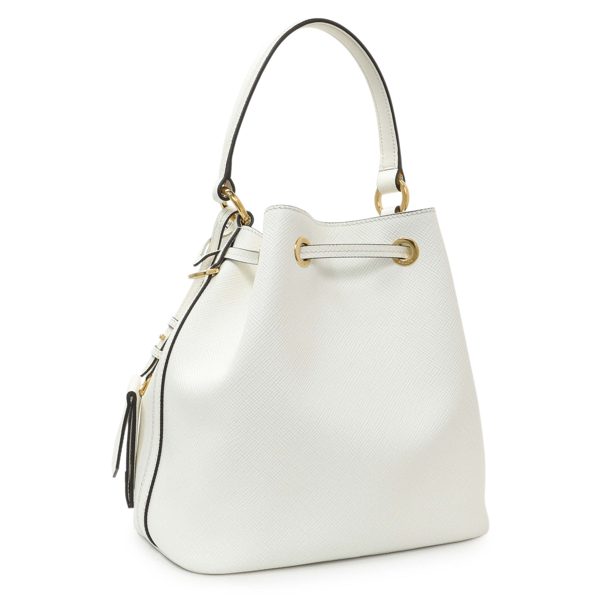 Prada White Saffiano Bucket Bag Handbags Prada