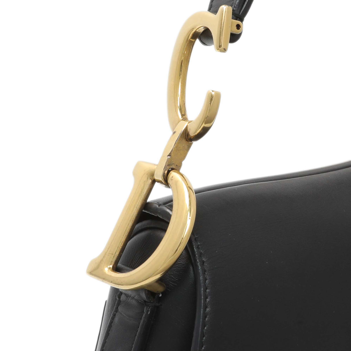 Christian Dior Black Smooth Calfskin Saddle Bag Handbags Christian Dior