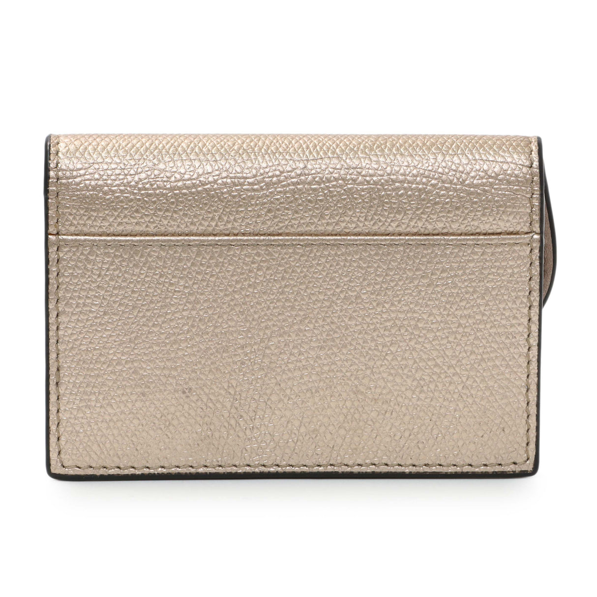 Christian Dior Gold Metallic Grained Calfskin Saddle Card Holder Accessories Christian Dior