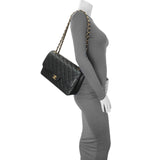 Chanel Black Quilted Caviar Jumbo Double Flap Handbags Chanel