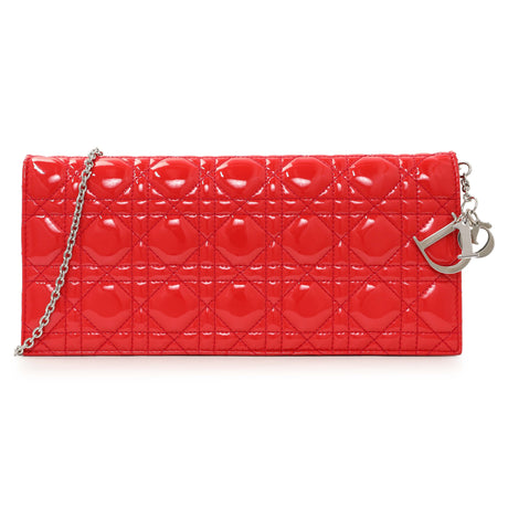 Christian Dior Red Patent Cannage Lady Dior Chain Clutch Handbags Christian Dior