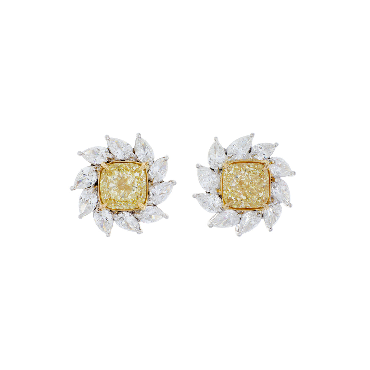 18k White Gold 3.70 Carat Fancy Yellow Diamond Earrings Fine Jewellery Modaselle