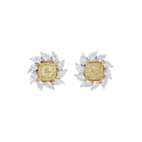 18k White Gold 3.70 Carat Fancy Yellow Diamond Earrings Fine Jewellery Modaselle