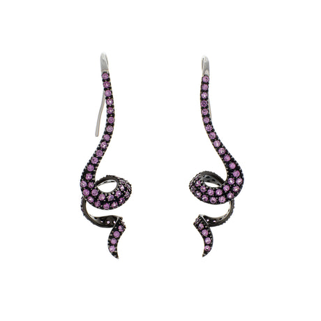 14K Black Gold 3.12 Carat Pink Sapphire Coiled Serpentine Earrings Fine Jewellery Modaselle