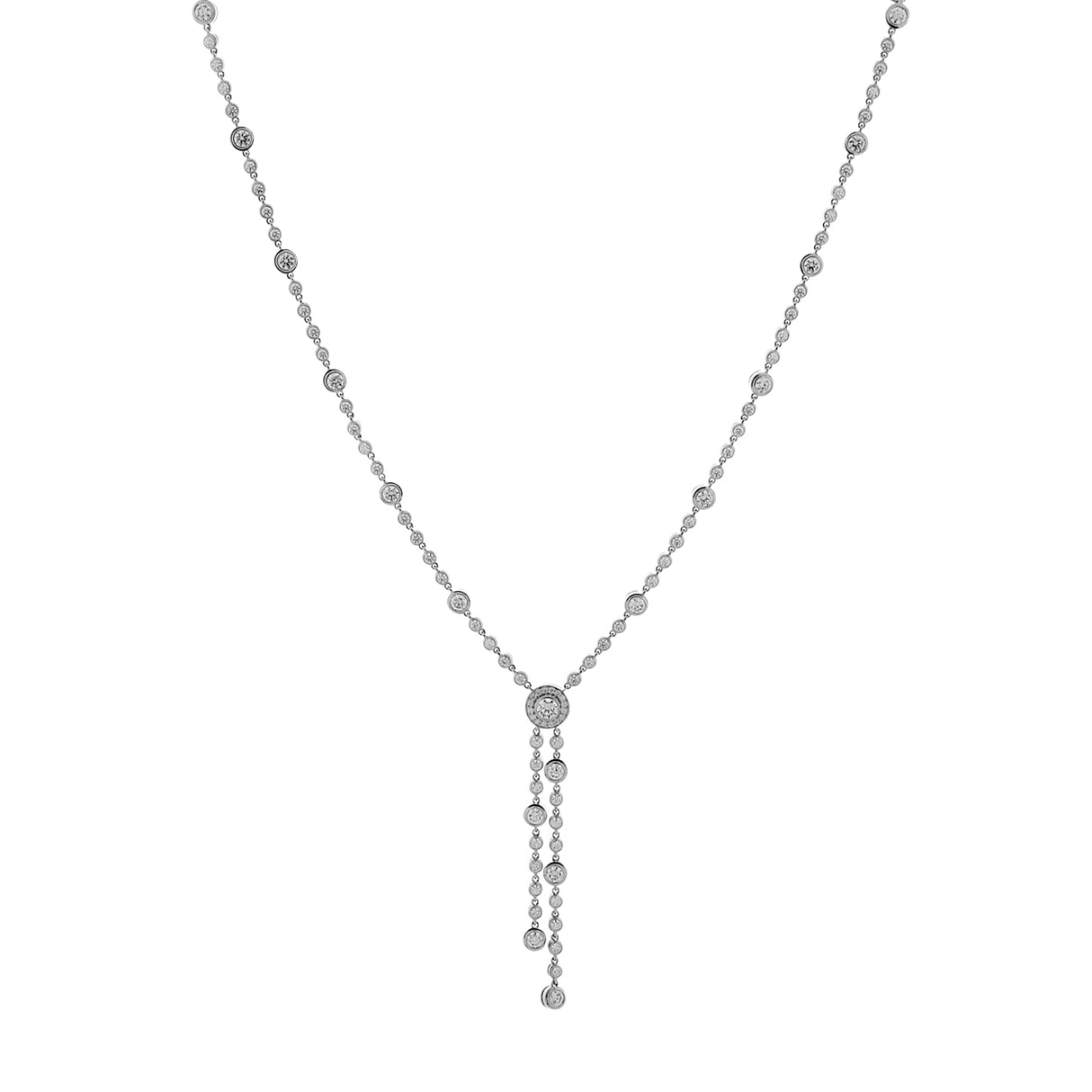 Tiffany & Co. Platinum Diamond Circlet Double Drop Necklace Designer Jewellery Tiffany and Co