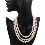 Mikimoto 18K White Gold Diamond Pearl Triple Strand Necklace Designer Jewellery Mikimoto