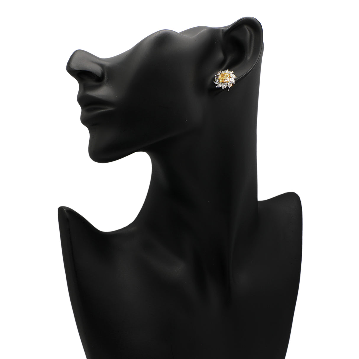 18k White Gold 3.70 Carat Fancy Yellow Diamond Earrings Fine Jewellery Modaselle