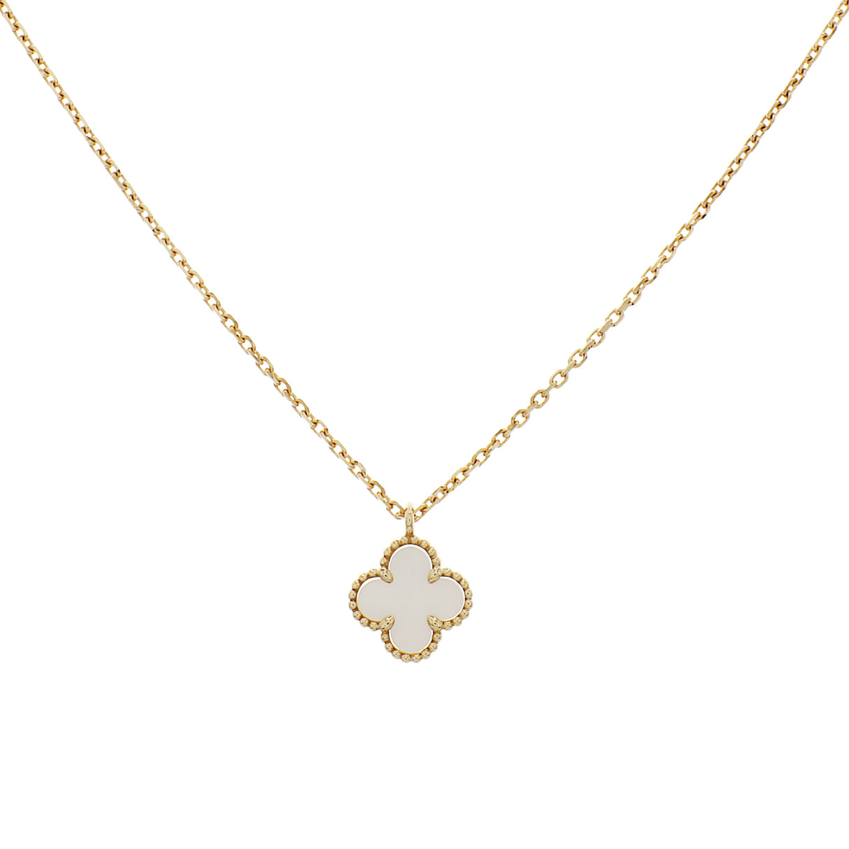 Van Cleef & Arpels 18K Yellow Gold Mother of Pearl Sweet Alhambra Pendant Necklace