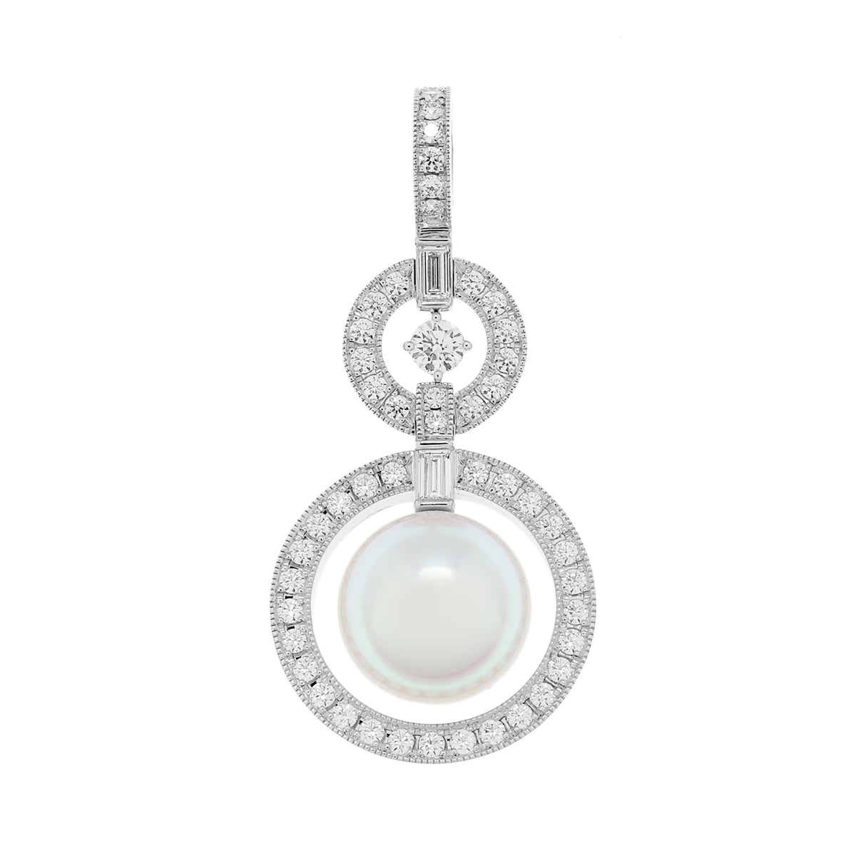 Mikimoto 18K White Gold South Sea Pearl Diamond Pendant Designer Jewellery Mikimoto