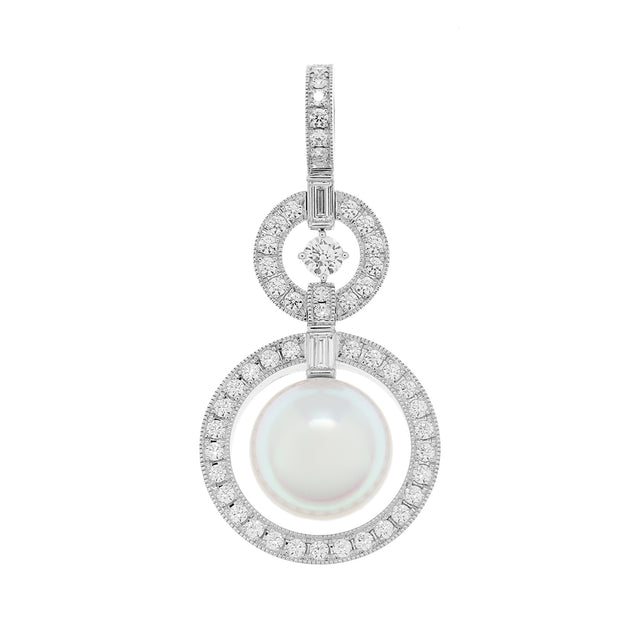 Mikimoto 18K White Gold South Sea Pearl Diamond Pendant Designer Jewellery Mikimoto