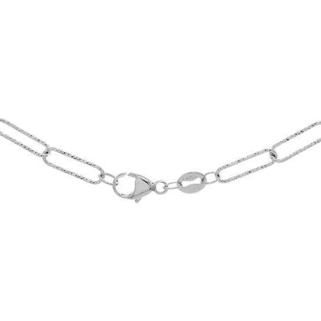 14K White Gold Paperclip Necklace