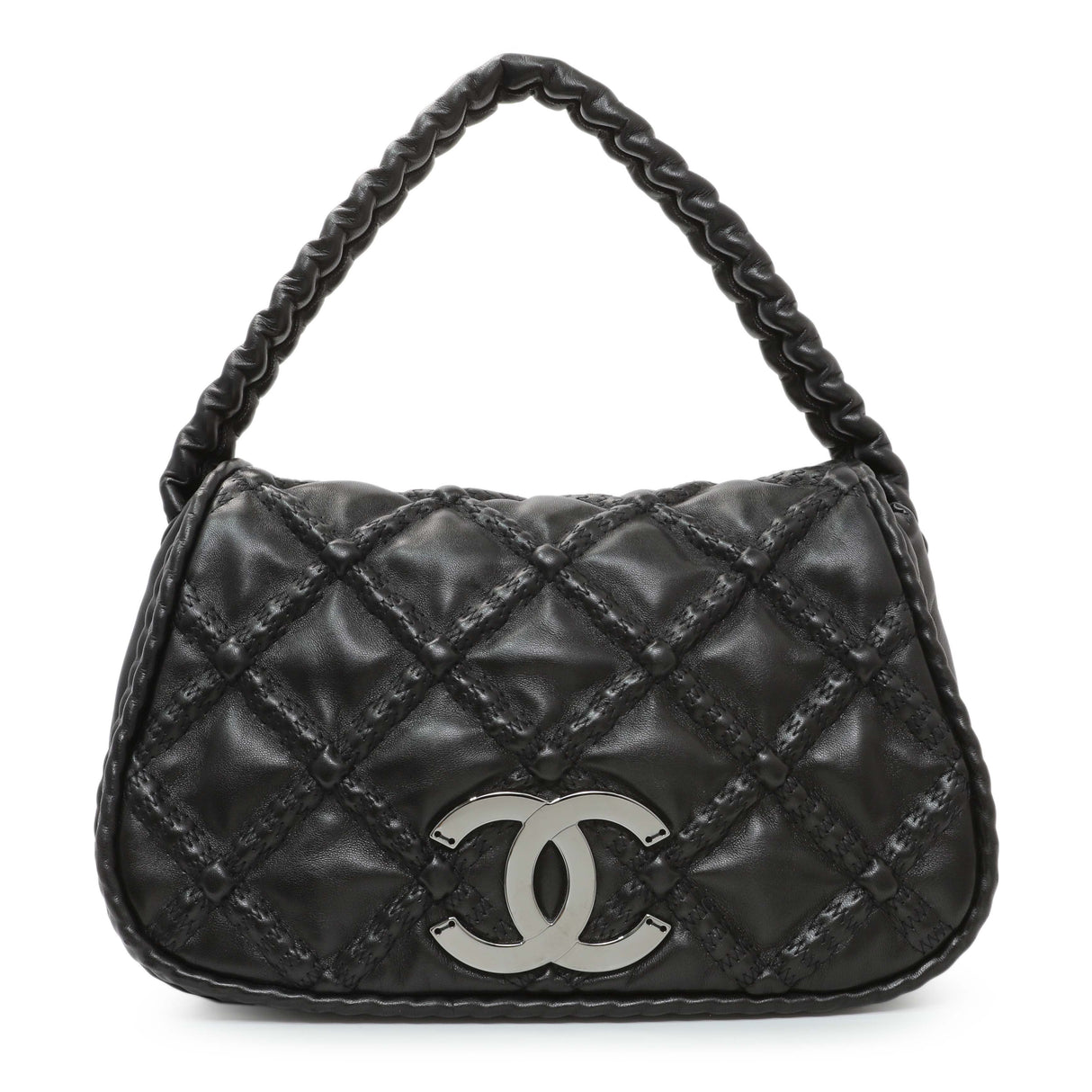 Chanel Black Quilted Lambskin Hidden Chain Flap Bag Handbags Chanel