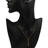 18K Yellow Gold Lariat Bead Necklace